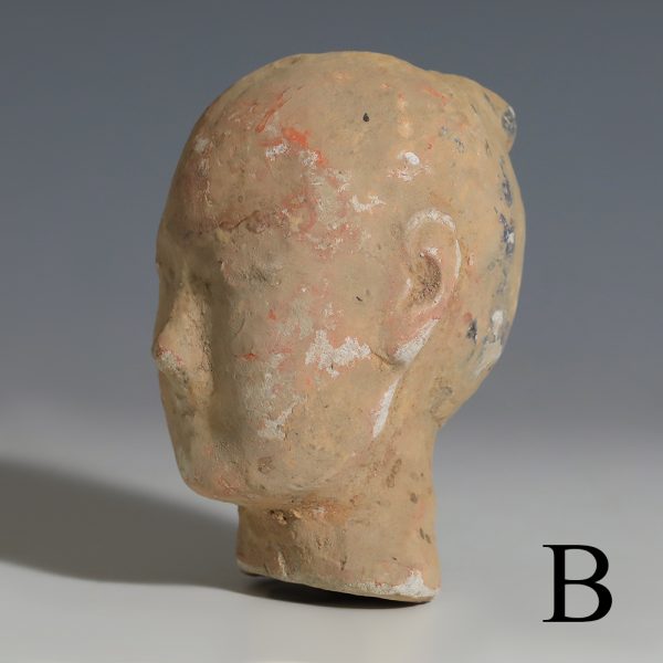 selection chinese han dynasty earthenware stick men head fragments b