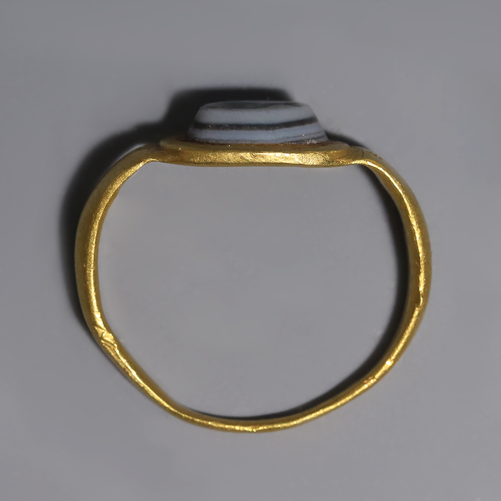 Ancient Roman Gold Ring with Agate Intaglio of a Dolphin Ancient Roman Gold Ring with Agate Intaglio of a Dolphin