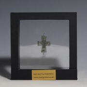 Byzantine Bronze Enkolpion Reliquary Cross with Crucified Christ