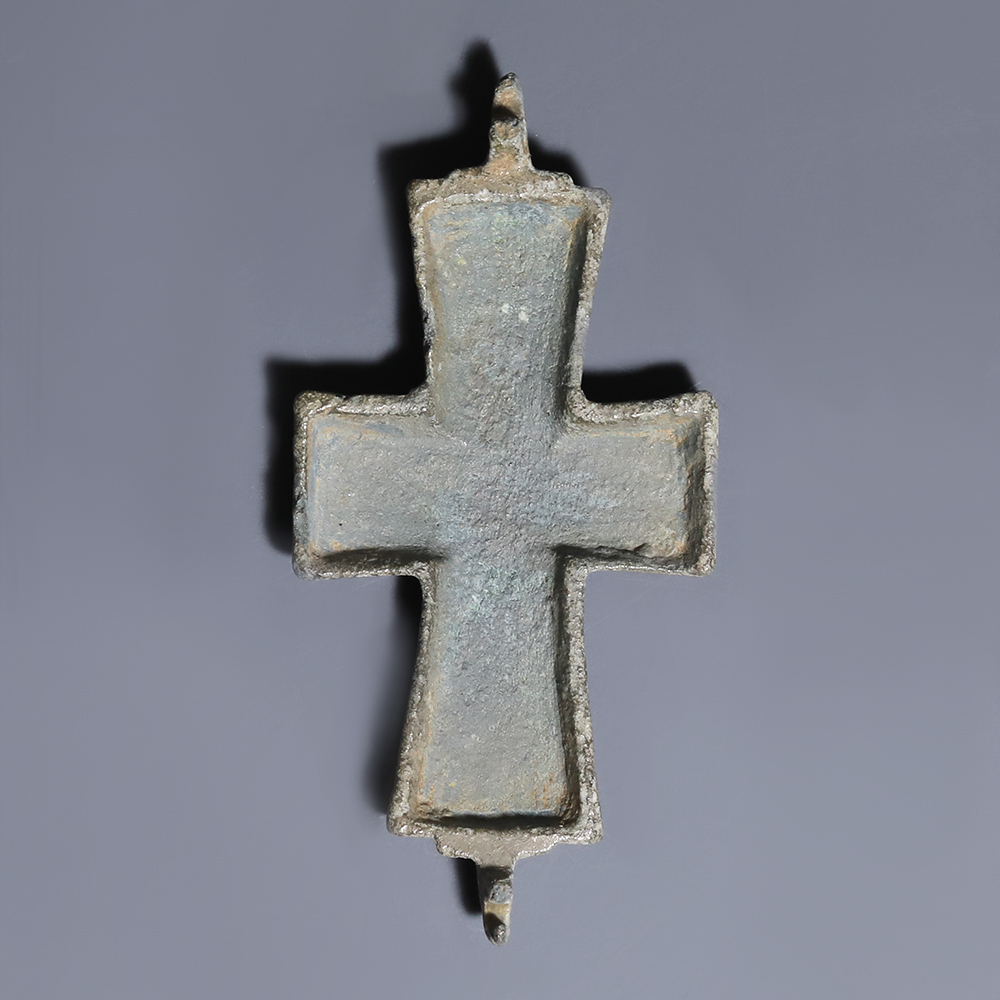 Byzantine Bronze Enkolpion Reliquary Cross with Crucified Christ Byzantine Bronze Enkolpion Reliquary Cross with Crucified Christ