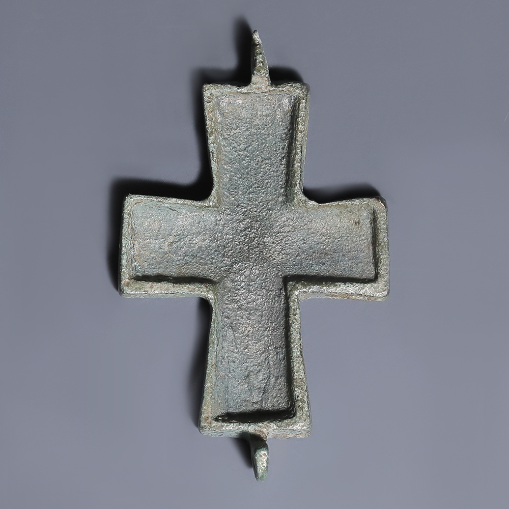 Byzantine Bronze Enkolpion Reliquary Cross with Crucified Christ Byzantine Bronze Enkolpion Reliquary Cross with Crucified Christ