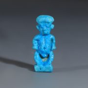 Egyptian Vivid Blue Faience Pataikos Amulet