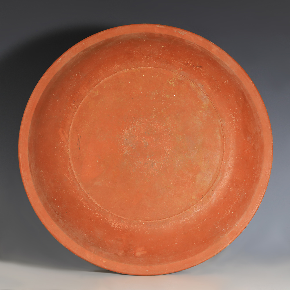 Large Roman Redware Bowl with Concentric Circles Large Roman Redware Bowl with Concentric Circles
