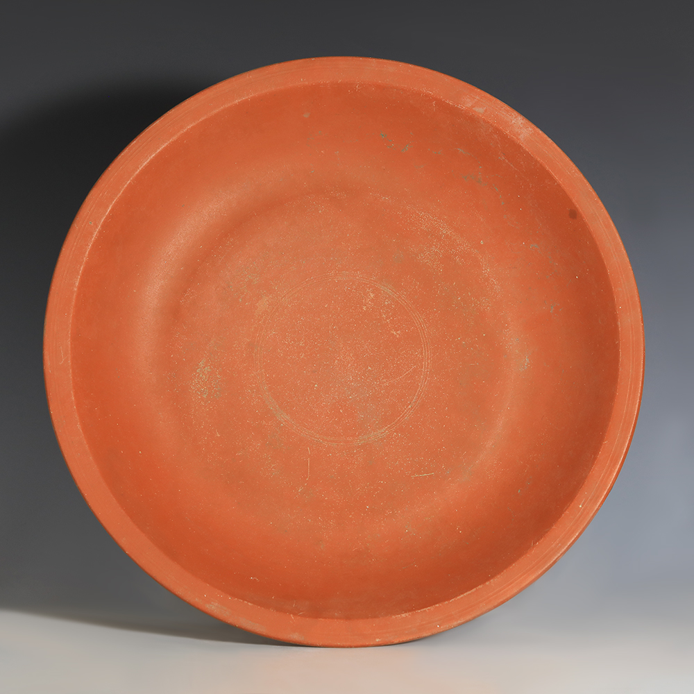 Large Roman Redware Bowl with Concentric Circles Large Roman Redware Bowl with Concentric Circles