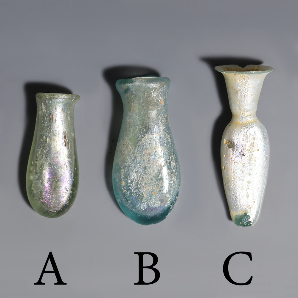 Selection of Miniature Roman Glass Flasks Selection of Miniature Roman Glass Flasks