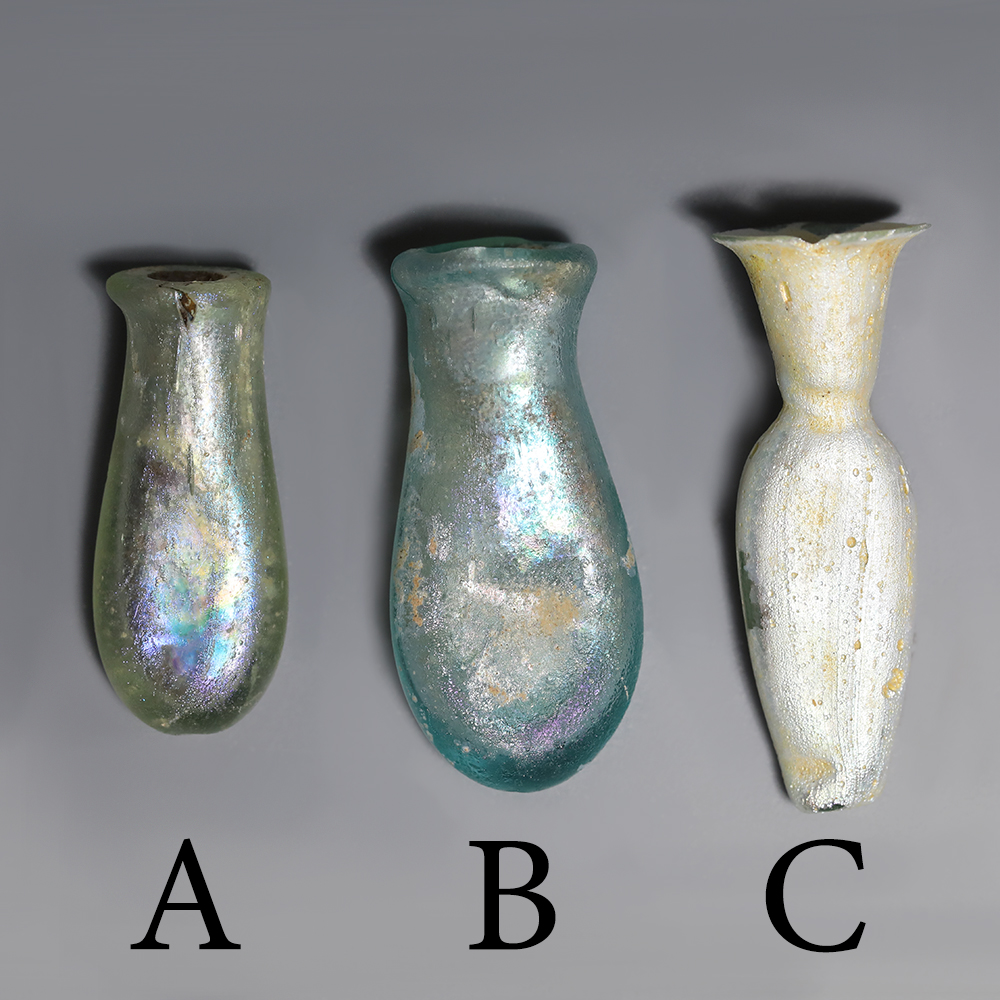 Selection of Miniature Roman Glass Flasks Selection of Miniature Roman Glass Flasks
