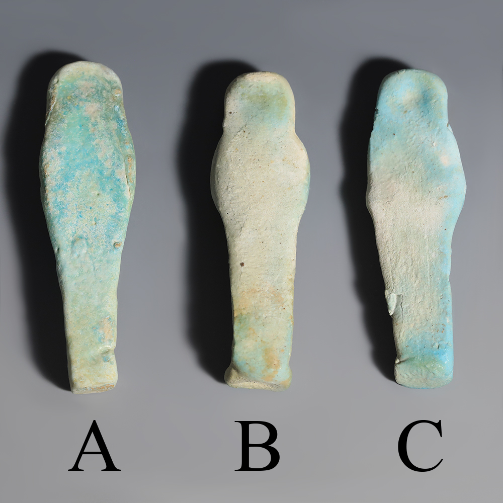 Selection of Small Egyptian Blue Glazed Faience Shabtis Selection of Small Egyptian Blue Glazed Faience Shabtis