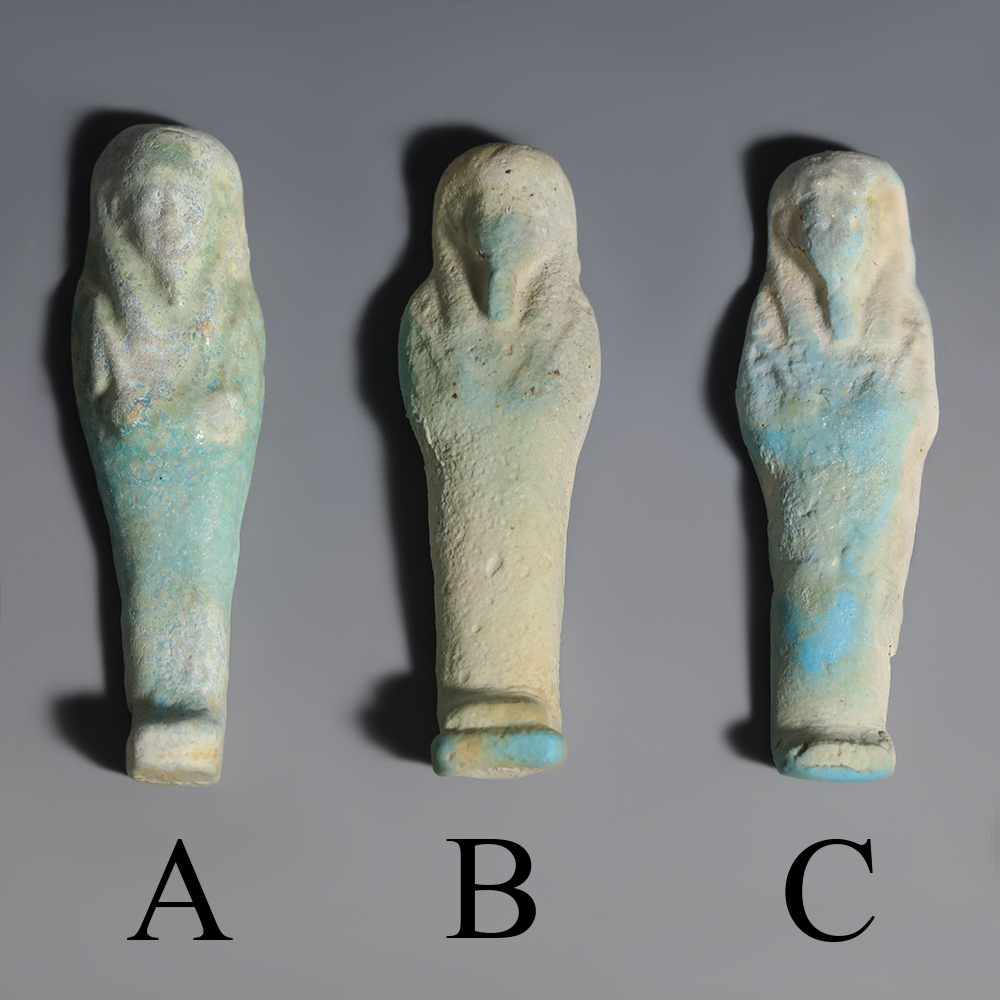 Selection of Small Egyptian Blue Glazed Faience Shabtis Selection of Small Egyptian Blue Glazed Faience Shabtis