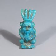 Ancient Egyptian Turquoise Glazed Faience Amulet of Bes