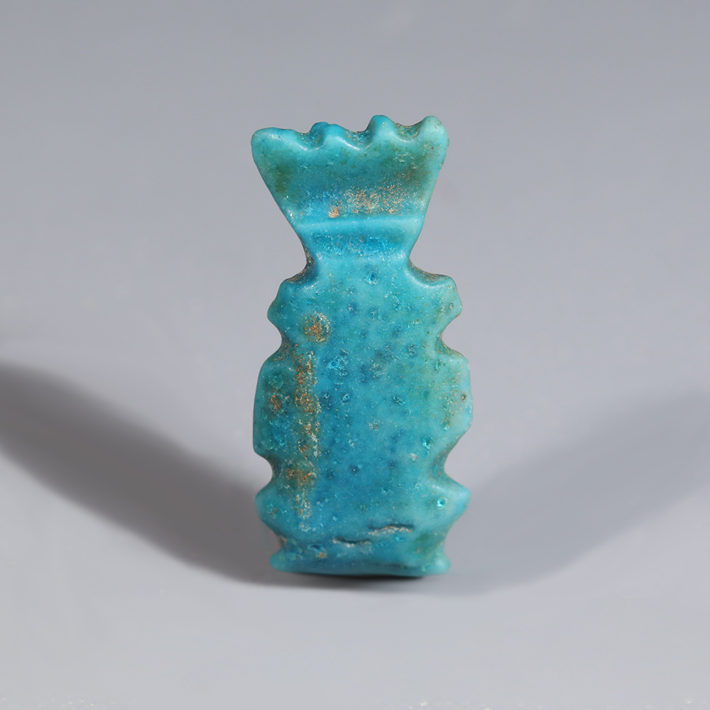 Ancient Egyptian Turquoise Glazed Faience Amulet of Bes Ancient Egyptian Turquoise Glazed Faience Amulet of Bes