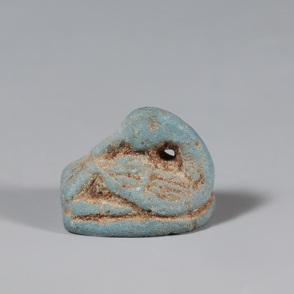 Ancient Egyptian Faience Duck Scaraboid dedicated to Amun Ancient Egyptian Faience Duck Scaraboid dedicated to Amun