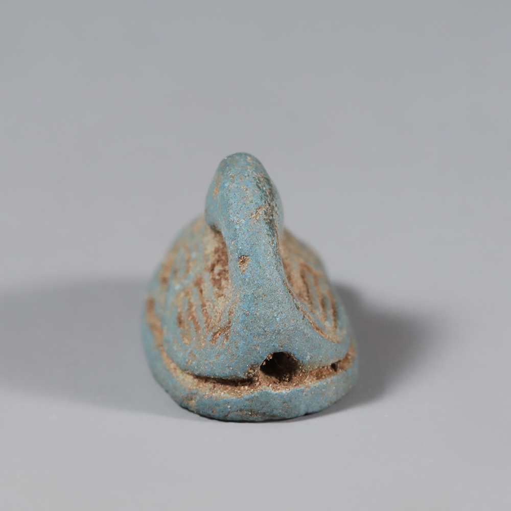 Ancient Egyptian Faience Duck Scaraboid dedicated to Amun Ancient Egyptian Faience Duck Scaraboid dedicated to Amun