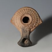 Hellenistic, Egyptian Terracotta Oil Lamp with Two Side Lugs