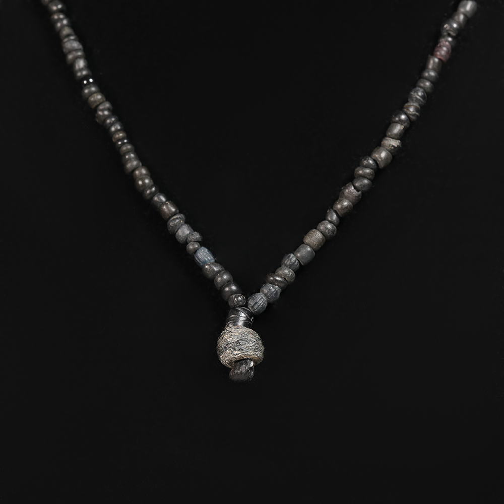 Ancient Roman Black Glass Beaded Necklace Ancient Roman Black Glass Beaded Necklace