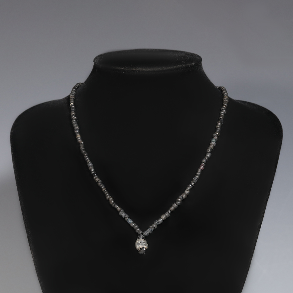 Ancient Roman Black Glass Beaded Necklace Ancient Roman Black Glass Beaded Necklace