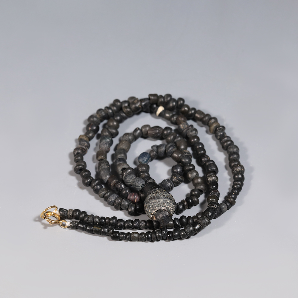 Ancient Roman Black Glass Beaded Necklace Ancient Roman Black Glass Beaded Necklace