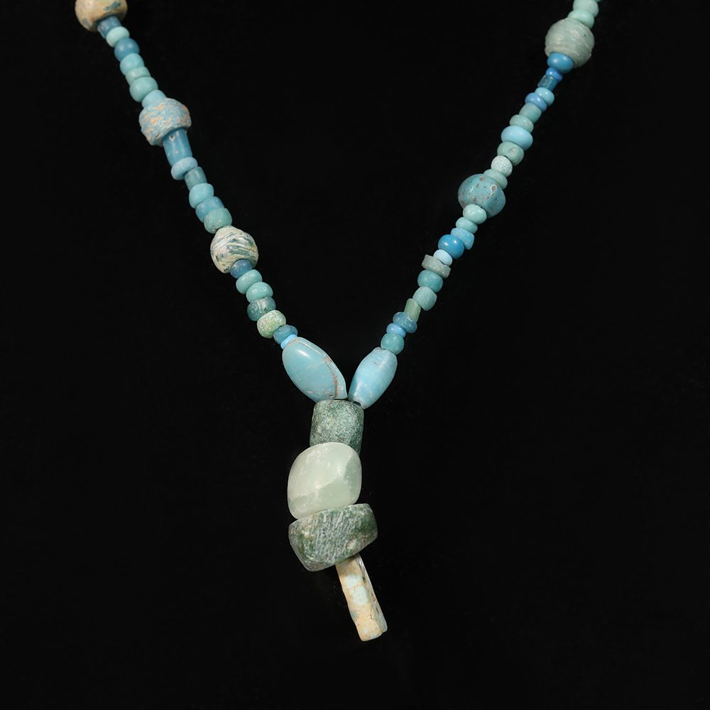 Ancient Roman Light Blue Glass Beaded Necklace Ancient Roman Light Blue Glass Beaded Necklace