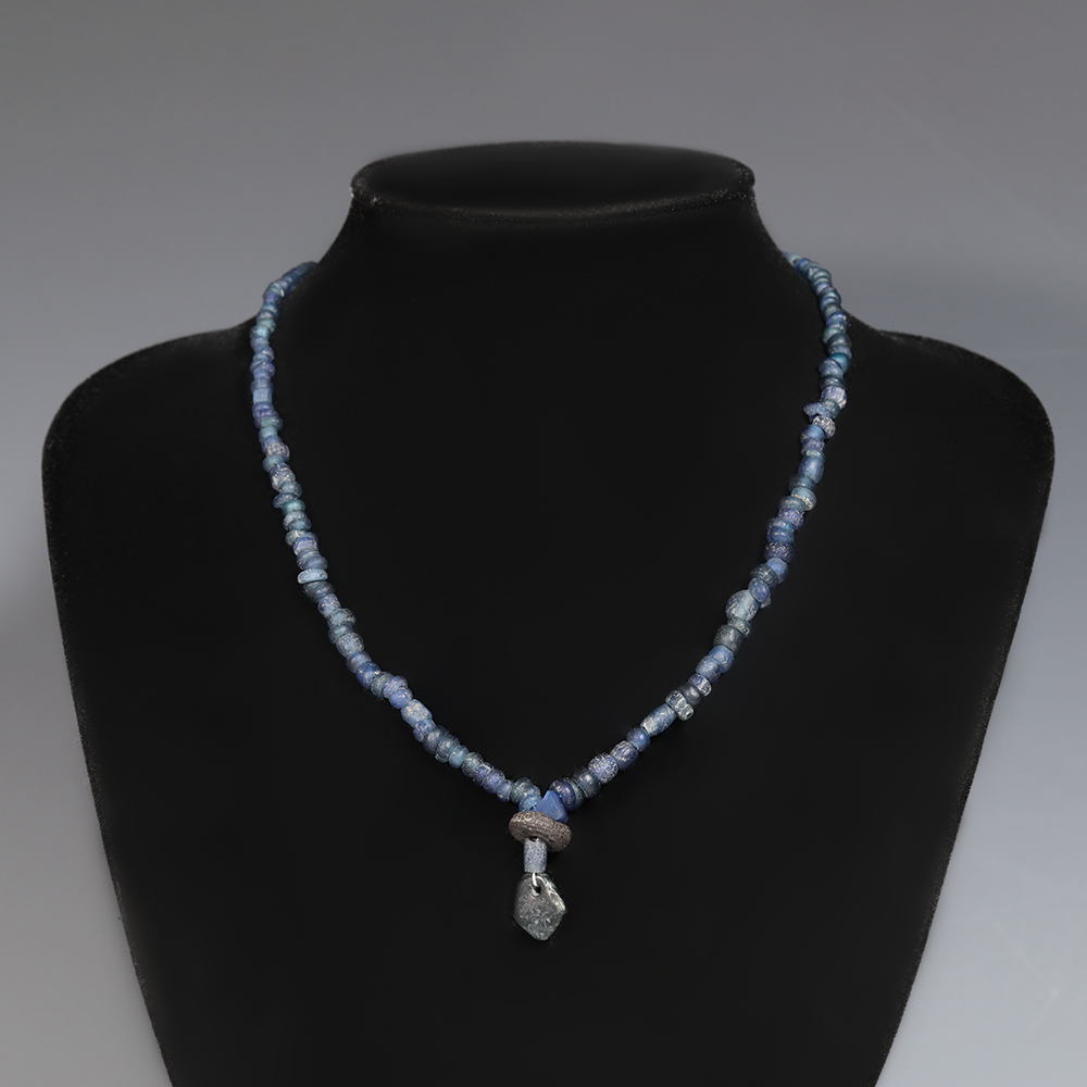 Ancient Roman Dark Blue Glass Beaded Necklace Ancient Roman Dark Blue Glass Beaded Necklace