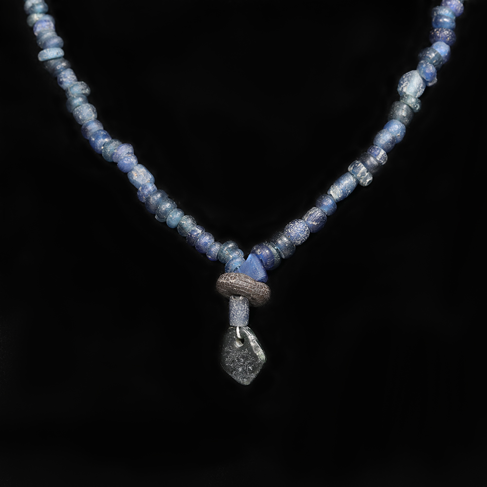 Ancient Roman Dark Blue Glass Beaded Necklace Ancient Roman Dark Blue Glass Beaded Necklace
