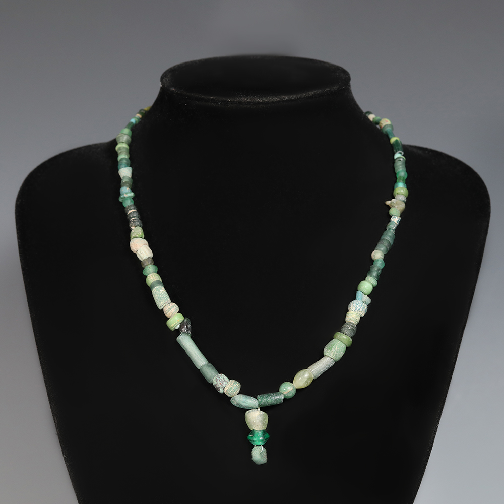 Ancient Roman Green Glass Beaded Necklace Ancient Roman Green Glass Beaded Necklace