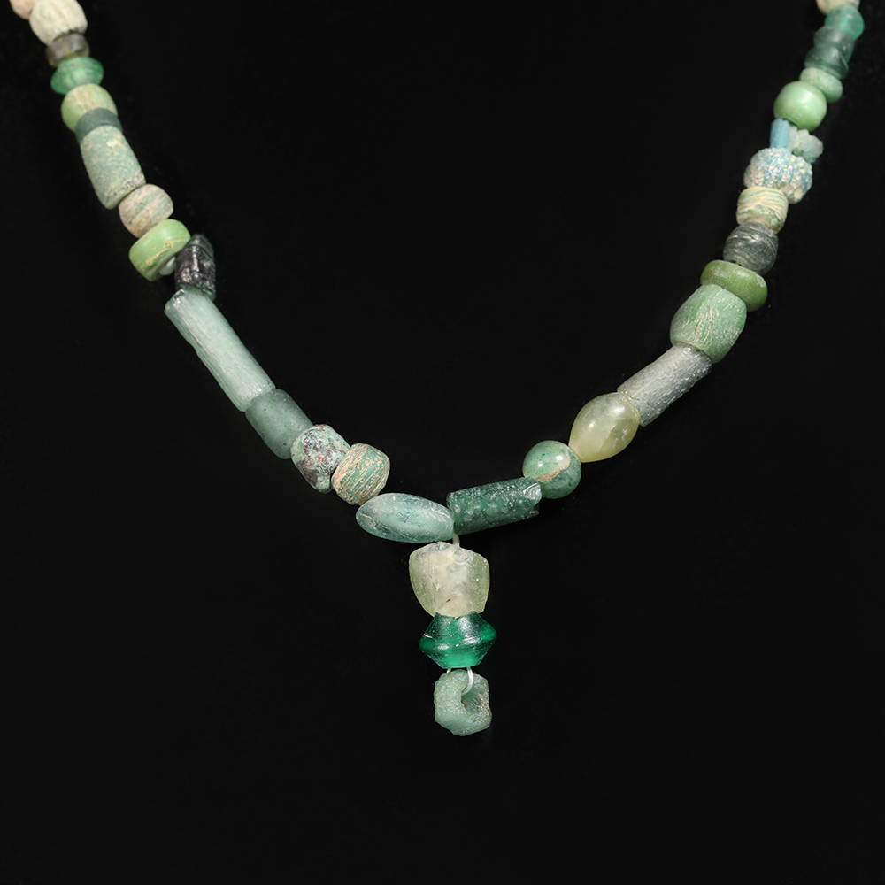 Ancient Roman Green Glass Beaded Necklace Ancient Roman Green Glass Beaded Necklace