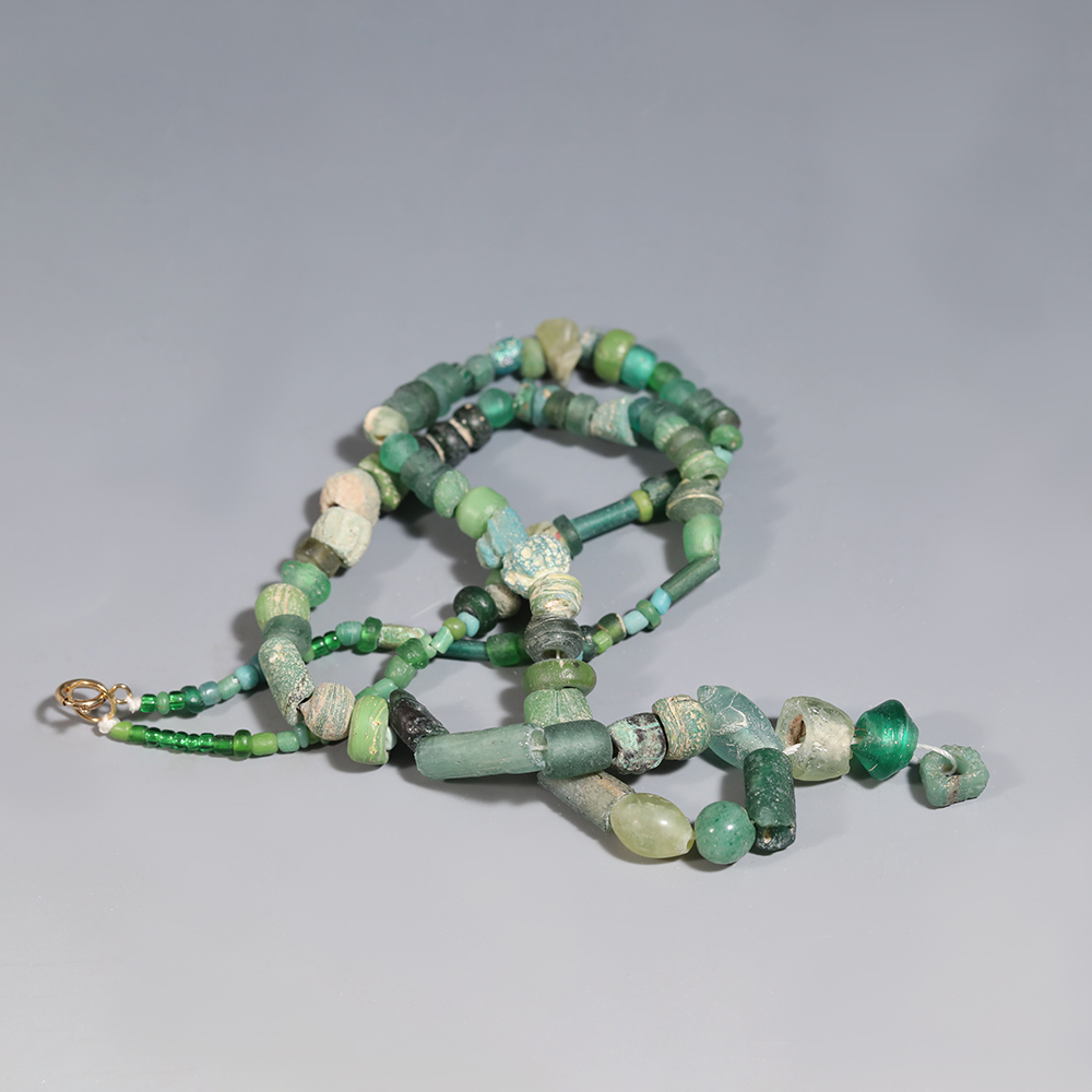 Ancient Roman Green Glass Beaded Necklace Ancient Roman Green Glass Beaded Necklace