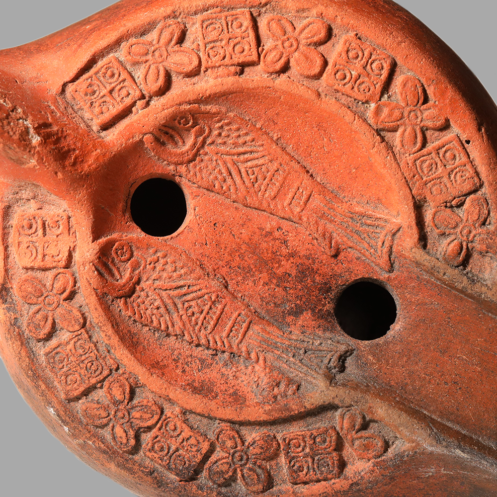 Roman North African Oil Lamp with Fish Roman North African Oil Lamp with Fish