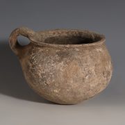 Amlash Gray Ware Globular Bowl with Single Handle