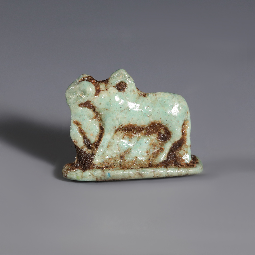 Ancient Egyptian Turquoise Faience Amulet of Khnum as a Ram Ancient Egyptian Turquoise Faience Amulet of Khnum as a Ram