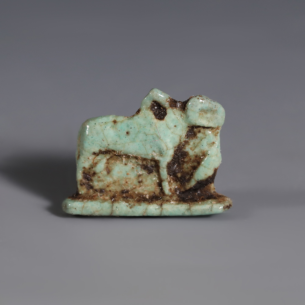 Ancient Egyptian Turquoise Faience Amulet of Khnum as a Ram Ancient Egyptian Turquoise Faience Amulet of Khnum as a Ram
