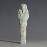 Egyptian Light Blue Faience Shabti with a Dedication