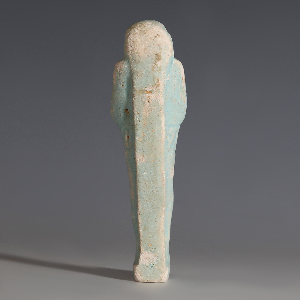 Egyptian Light Blue Faience Shabti with a Dedication Egyptian Light Blue Faience Shabti with a Dedication