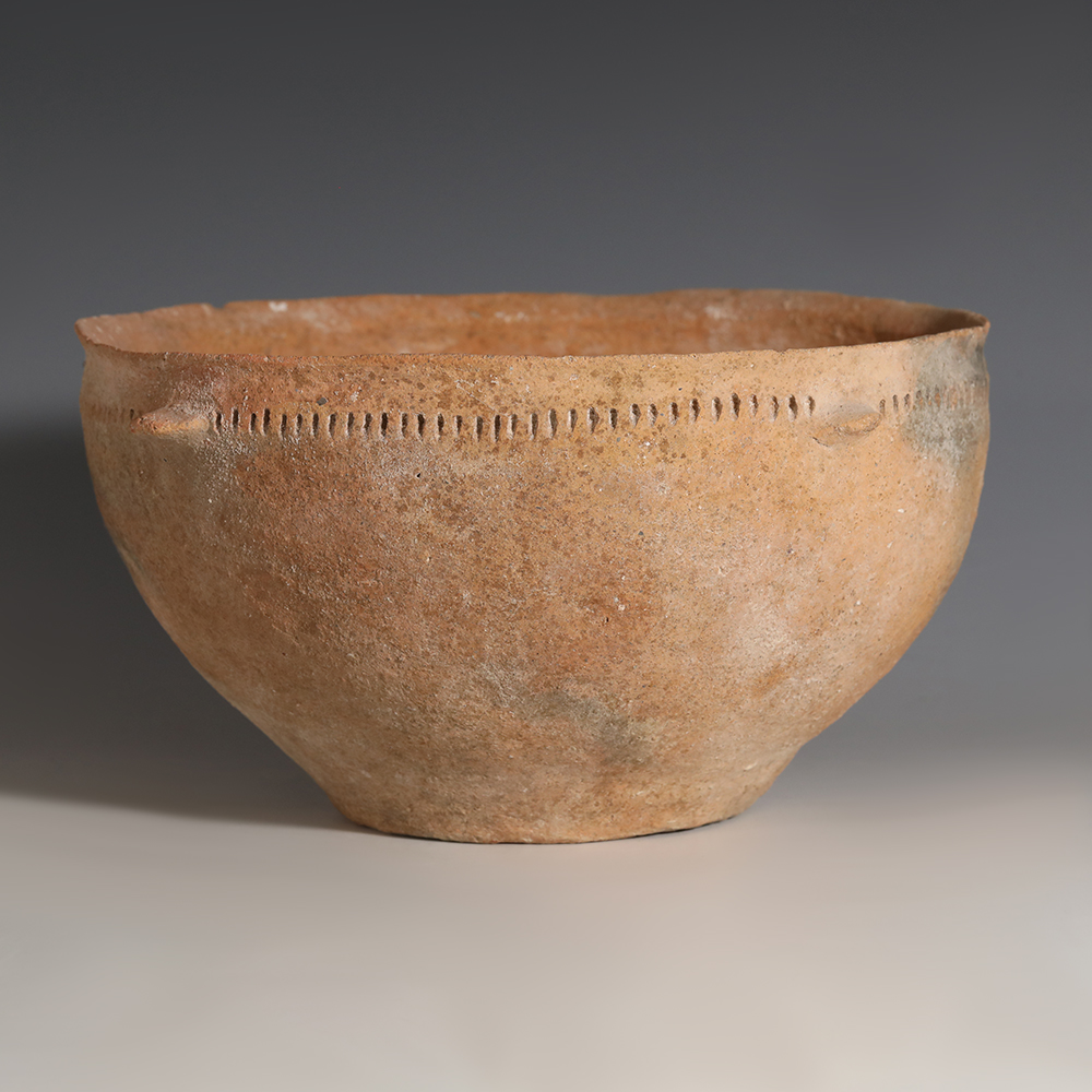 Large Holy Land Terracotta Bowl with Incised Decoration Large Holy Land Terracotta Bowl with Incised Decoration
