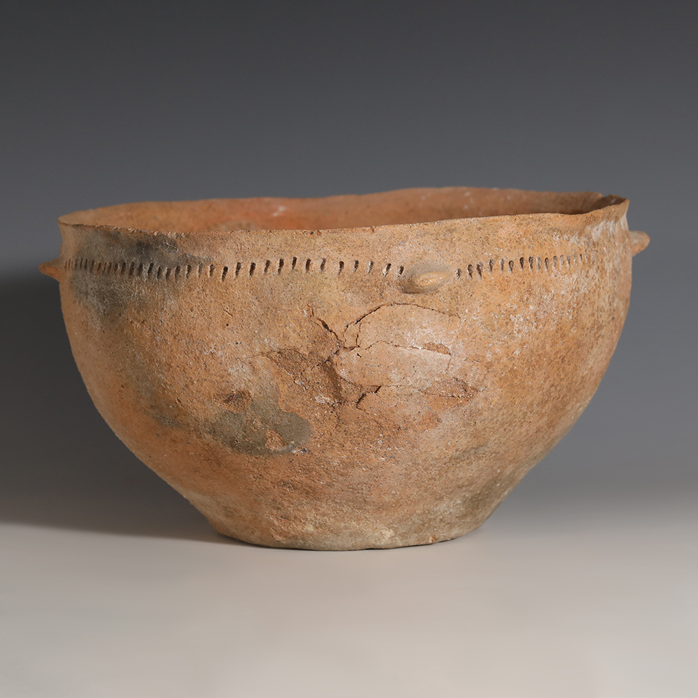 Large Holy Land Terracotta Bowl with Incised Decoration Large Holy Land Terracotta Bowl with Incised Decoration