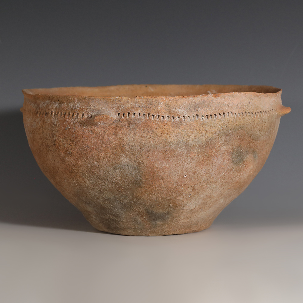 Large Holy Land Terracotta Bowl with Incised Decoration Large Holy Land Terracotta Bowl with Incised Decoration