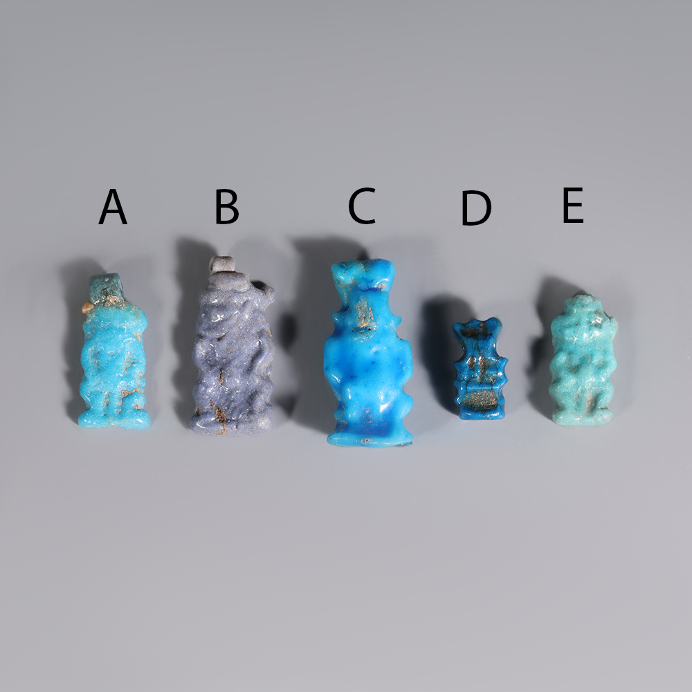 Selection of Egyptian Faience Bes Amulets Selection of Egyptian Faience Bes Amulets